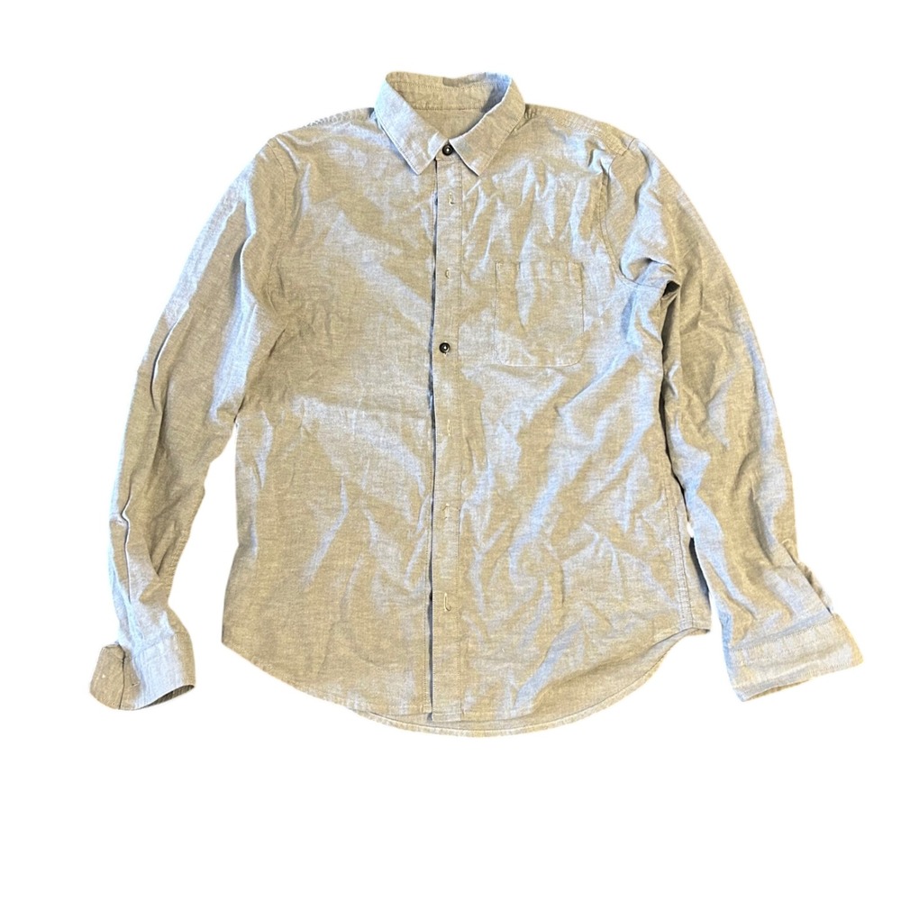 Lululemon Commission Long Sleeve Shirt Mens Light Grey Button Down Heathered
